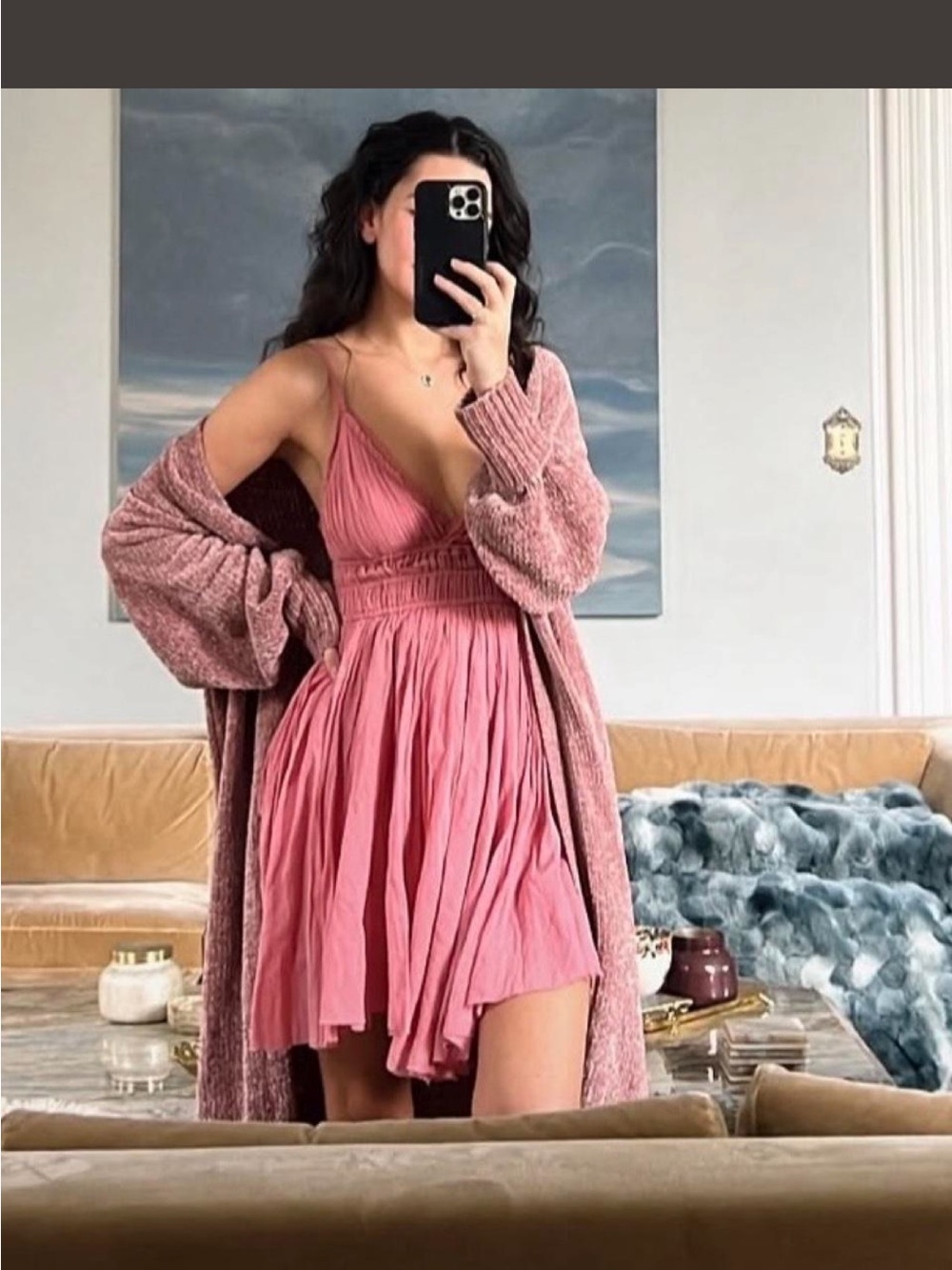 Free people FP one Delia slip pink mini dress Small